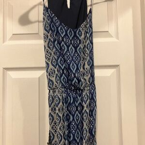 Blue-patterned maxi dress